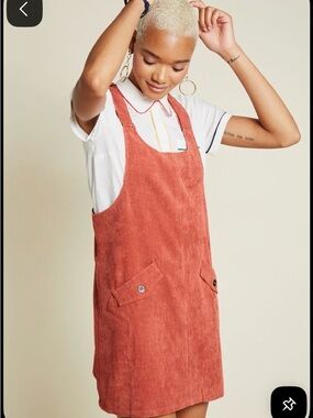 MODCLOTH Orange Corduroy Skirt Jumper Sz 2X